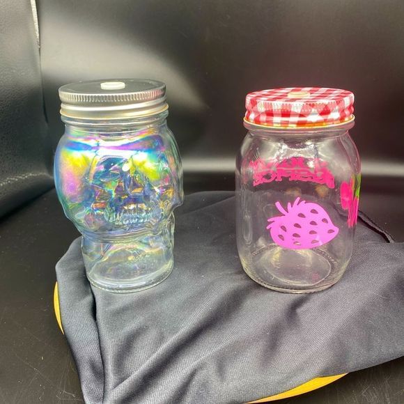 Two glass drink jars with lids but w/o straws - Picture 5 of 12